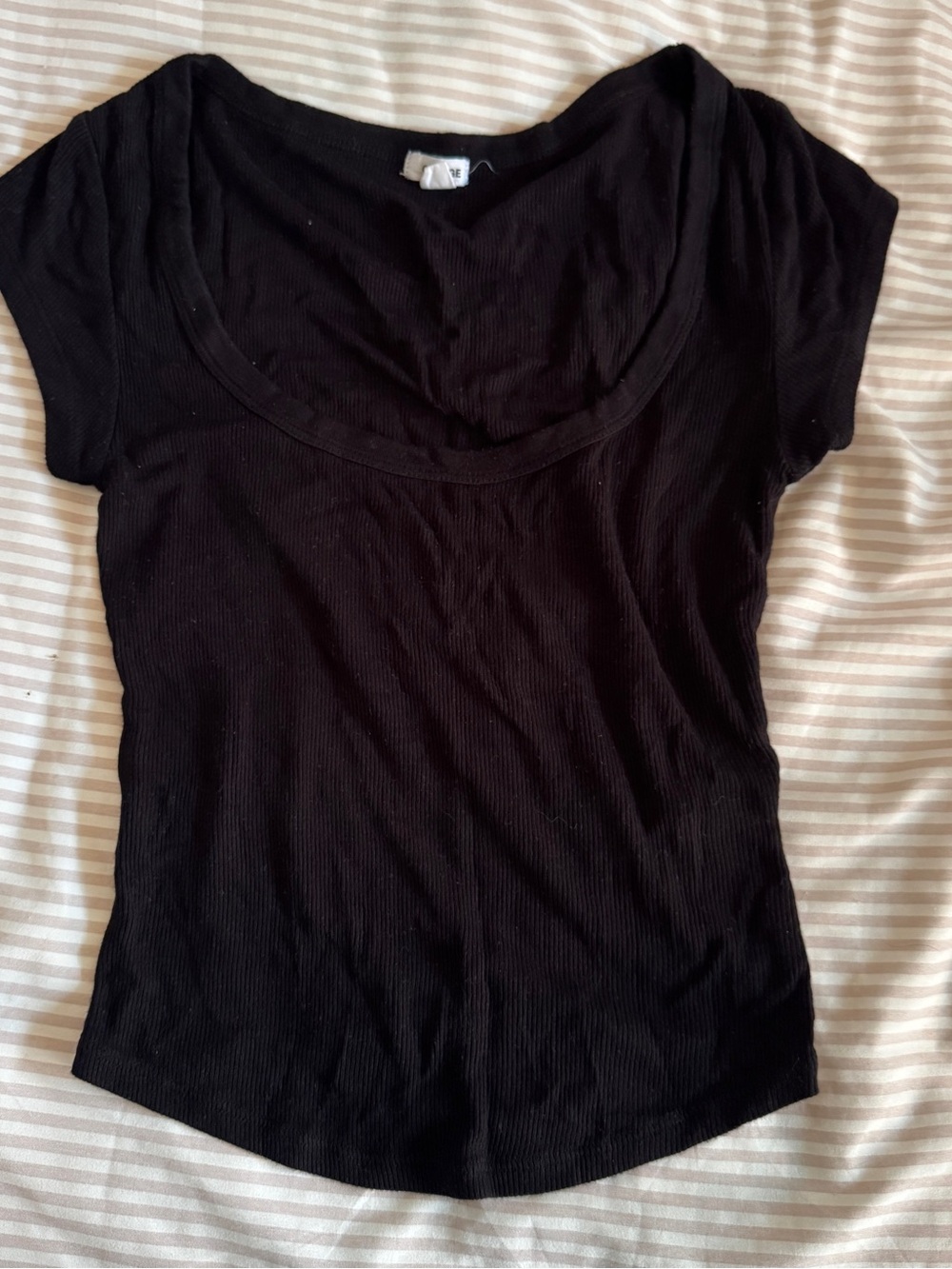 Garage Black Scoop Neck Women's Top - Classic Short Sleeve